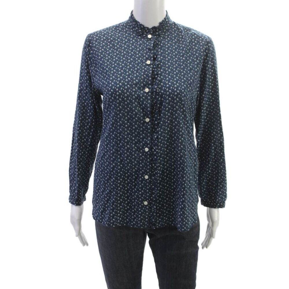 Birds of Paradis by Trovata Womens Blue Floral Longsleeve Button-Up Size S